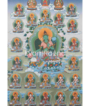 21 Tara Thangka, Green Tara, High Quality Giclee Canvas Print