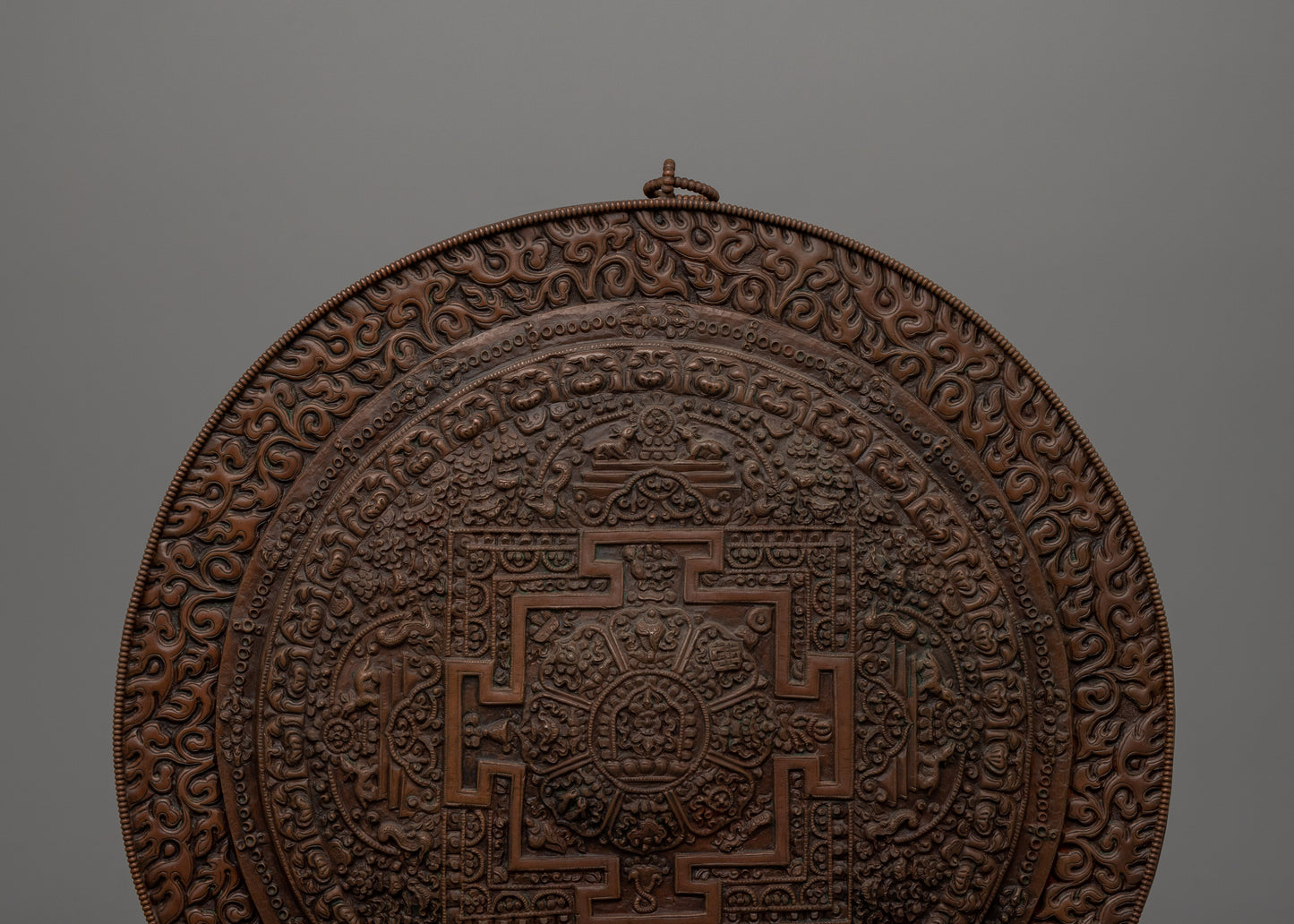 Oxidized Copper Mandala Wall Art | Tibetan Buddhist Decor