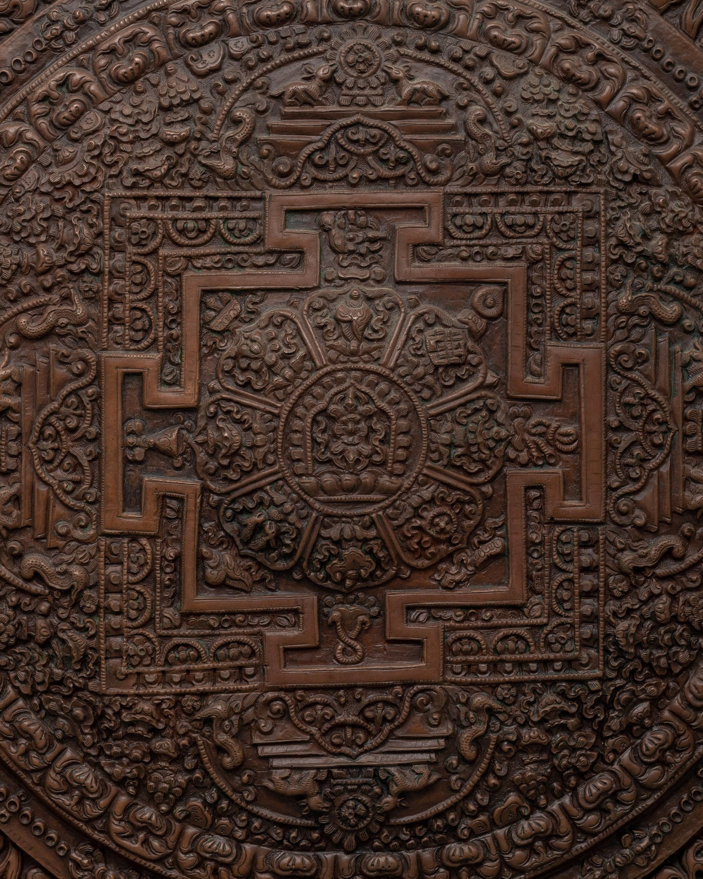 Oxidized Copper Mandala Wall Art | Tibetan Buddhist Decor