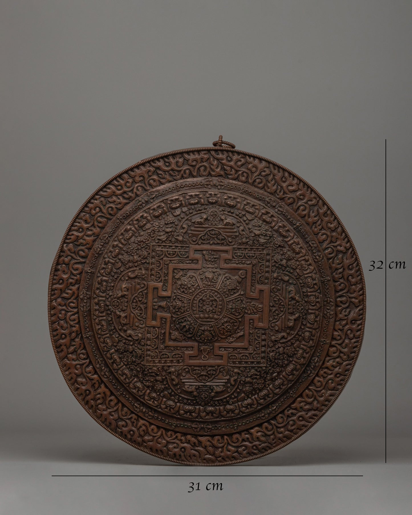 Oxidized Copper Mandala Wall Art | Tibetan Buddhist Decor