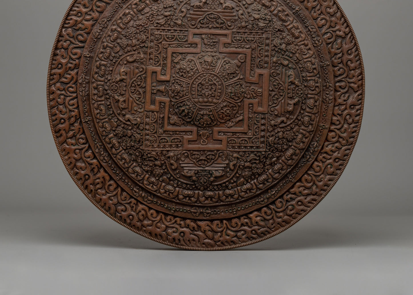 Oxidized Copper Mandala Wall Art | Tibetan Buddhist Decor