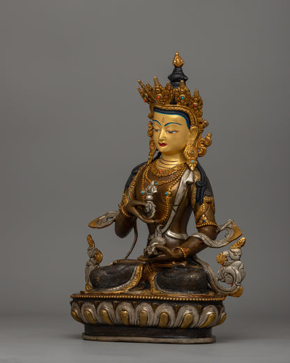 Gold-Plated Vajrasattva Holding an Upright Vajra | Altar Decor