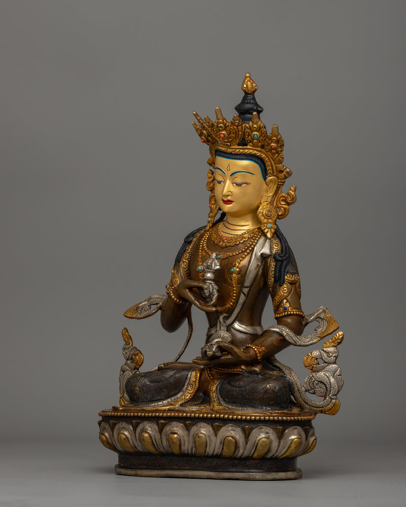 Gold-Plated Vajrasattva Holding an Upright Vajra | Altar Decor