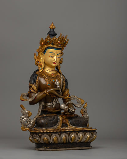 Gold-Plated Vajrasattva Holding an Upright Vajra | Altar Decor