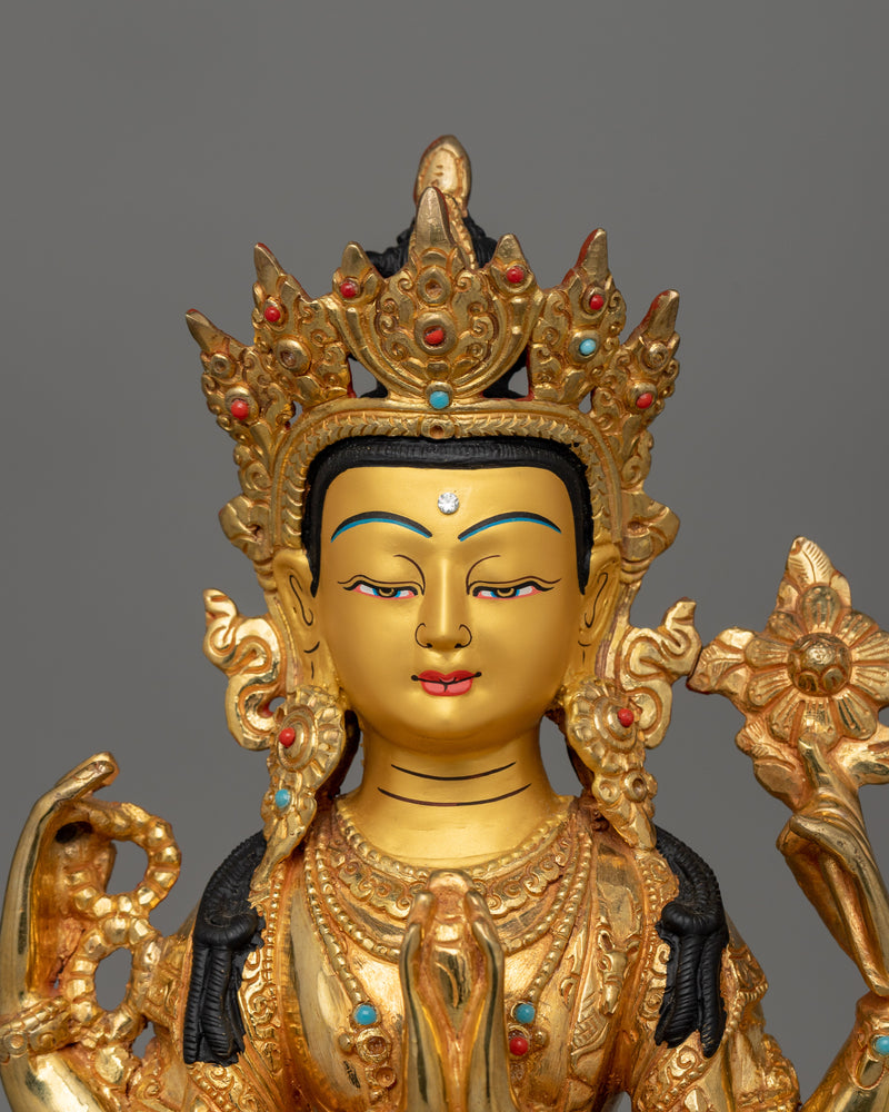 Handcrafted Bodhisattva Chenrezig Statue | Deity of Compassion