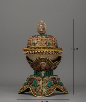Handcrafted Himalayan Kapala Set | Sacred Tibetan Ritual Offering Bowl