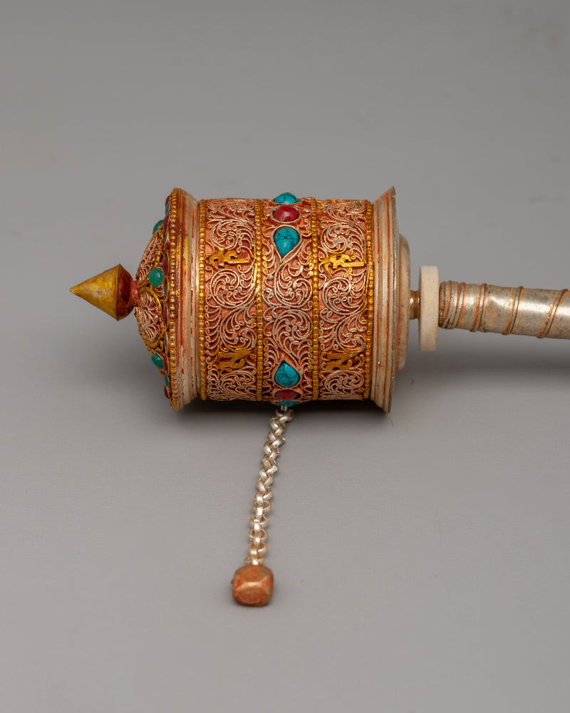 Tibetan Dharma Prayer Wheel | Traditional Ritual Item