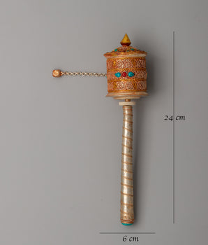 Tibetan Dharma Prayer Wheel | Traditional Ritual Item