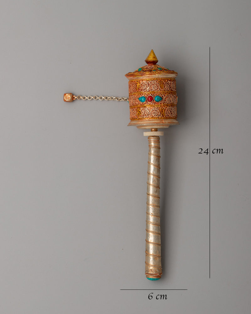 Tibetan Dharma Prayer Wheel | Traditional Ritual Item