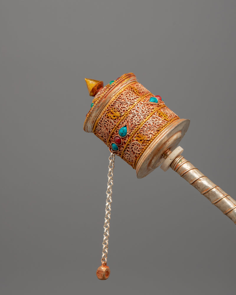 Tibetan Dharma Prayer Wheel | Traditional Ritual Item