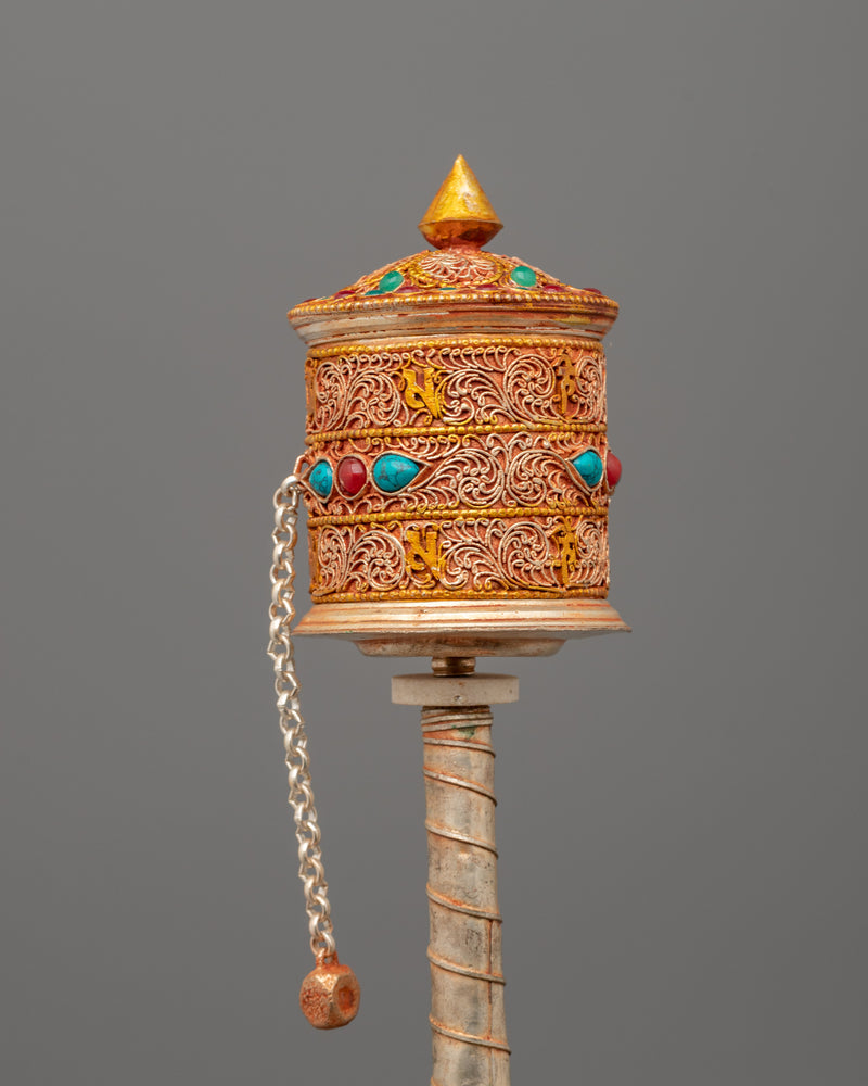 Tibetan Dharma Prayer Wheel | Traditional Ritual Item