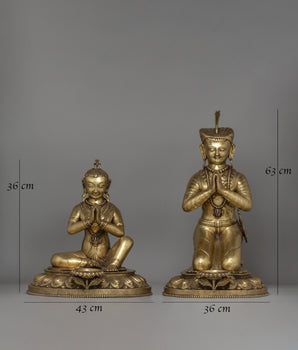 Malla King and Queen Brass Sculpture Set | Bhaktapur Royal Figures