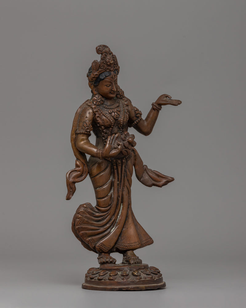 Oxidized Copper Standing Parvati Statue | Goddess of Power