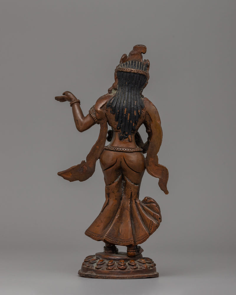 Oxidized Copper Standing Parvati Statue | Goddess of Power