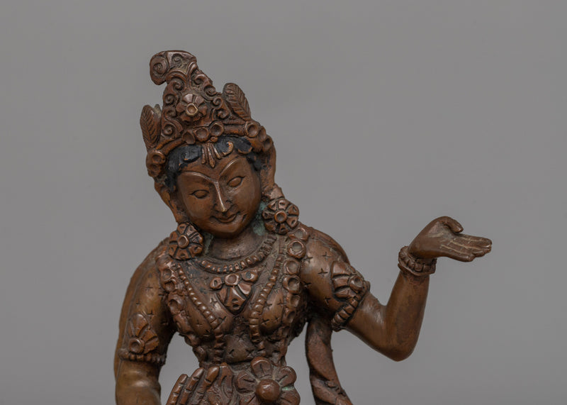 Oxidized Copper Standing Parvati Statue | Goddess of Power