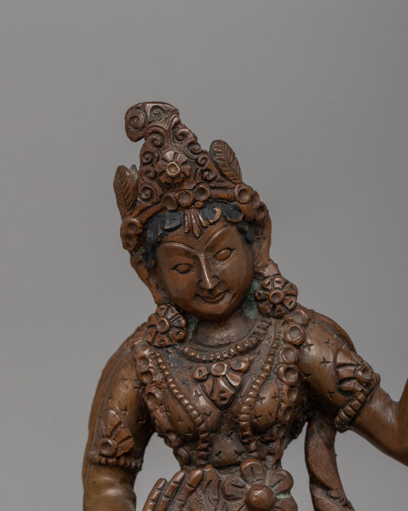 Oxidized Copper Standing Parvati Statue | Goddess of Power