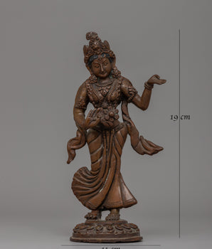 Oxidized Copper Standing Parvati Statue | Goddess of Power