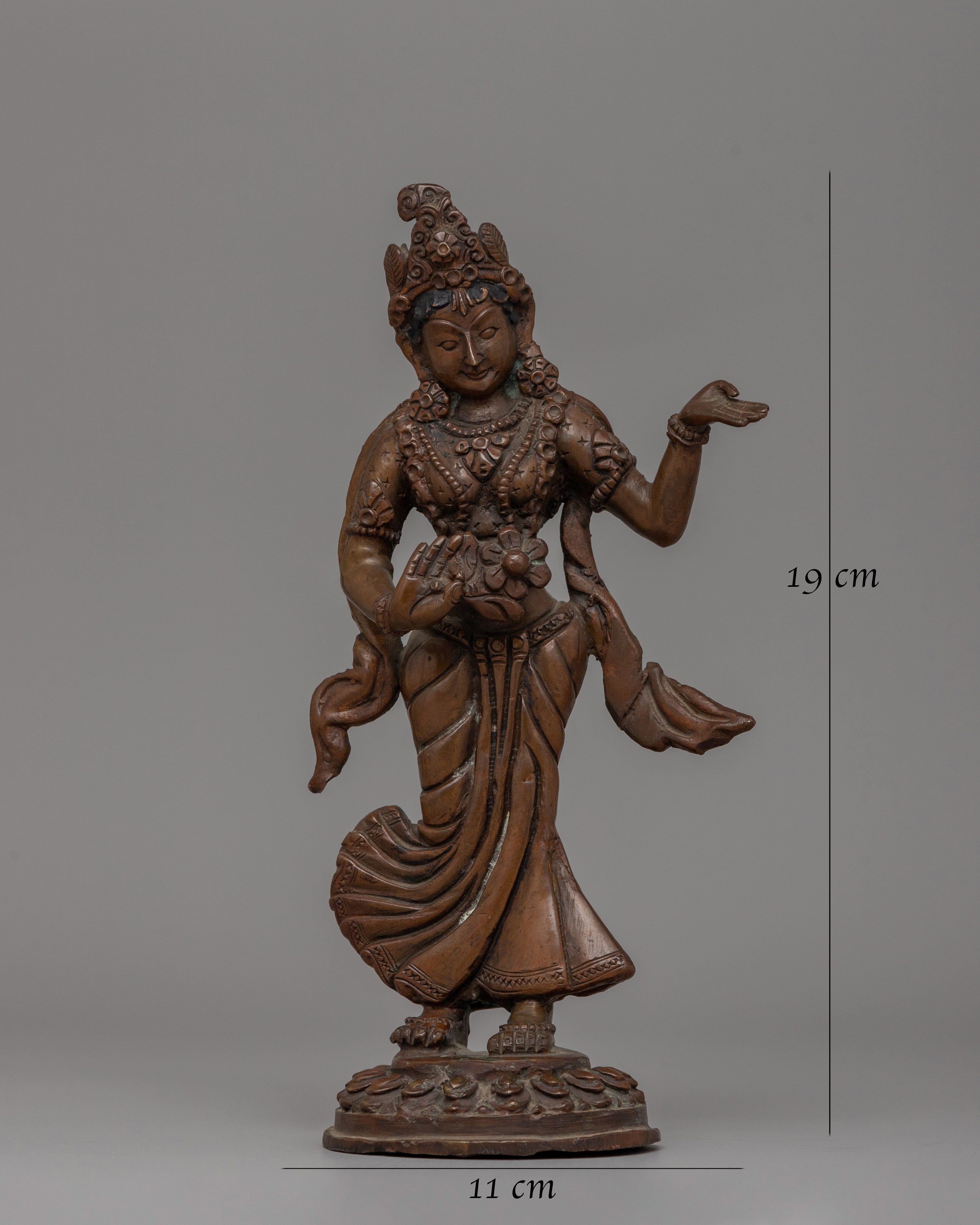 Oxidized Copper Standing Parvati Statue | Goddess of Power