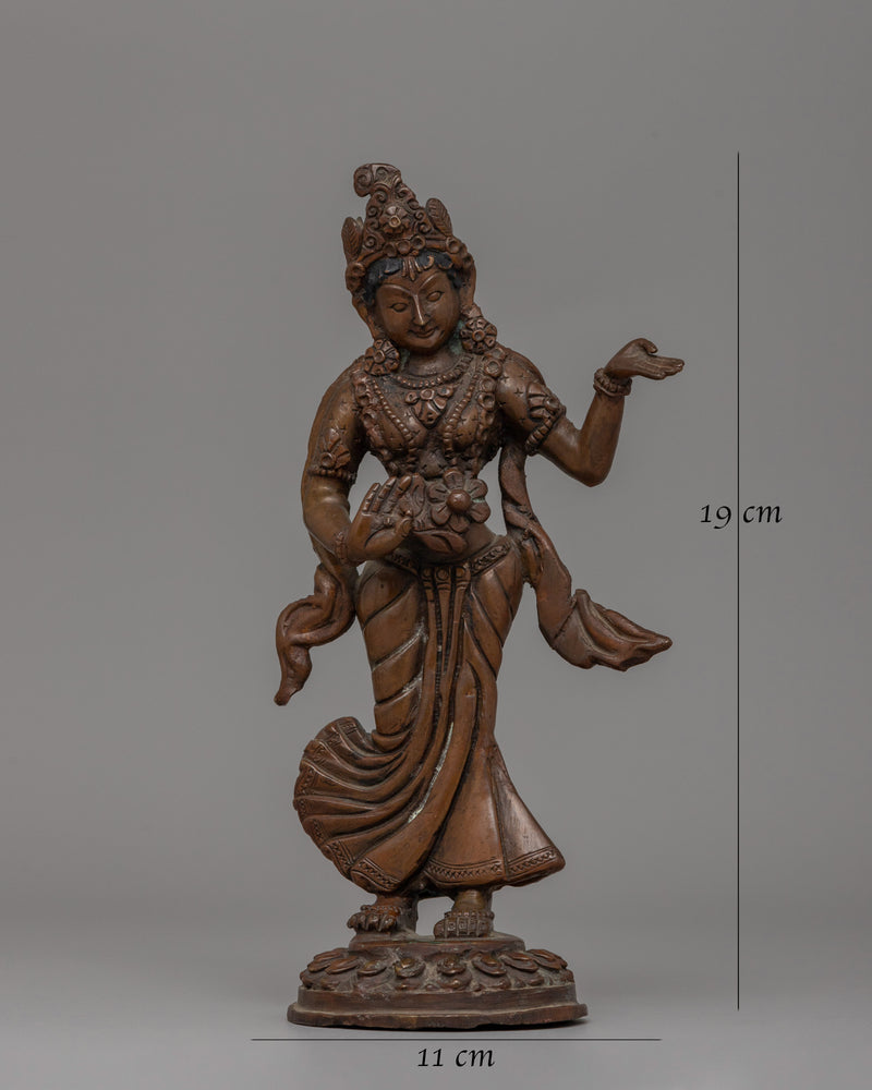 Oxidized Copper Standing Parvati Statue | Goddess of Power