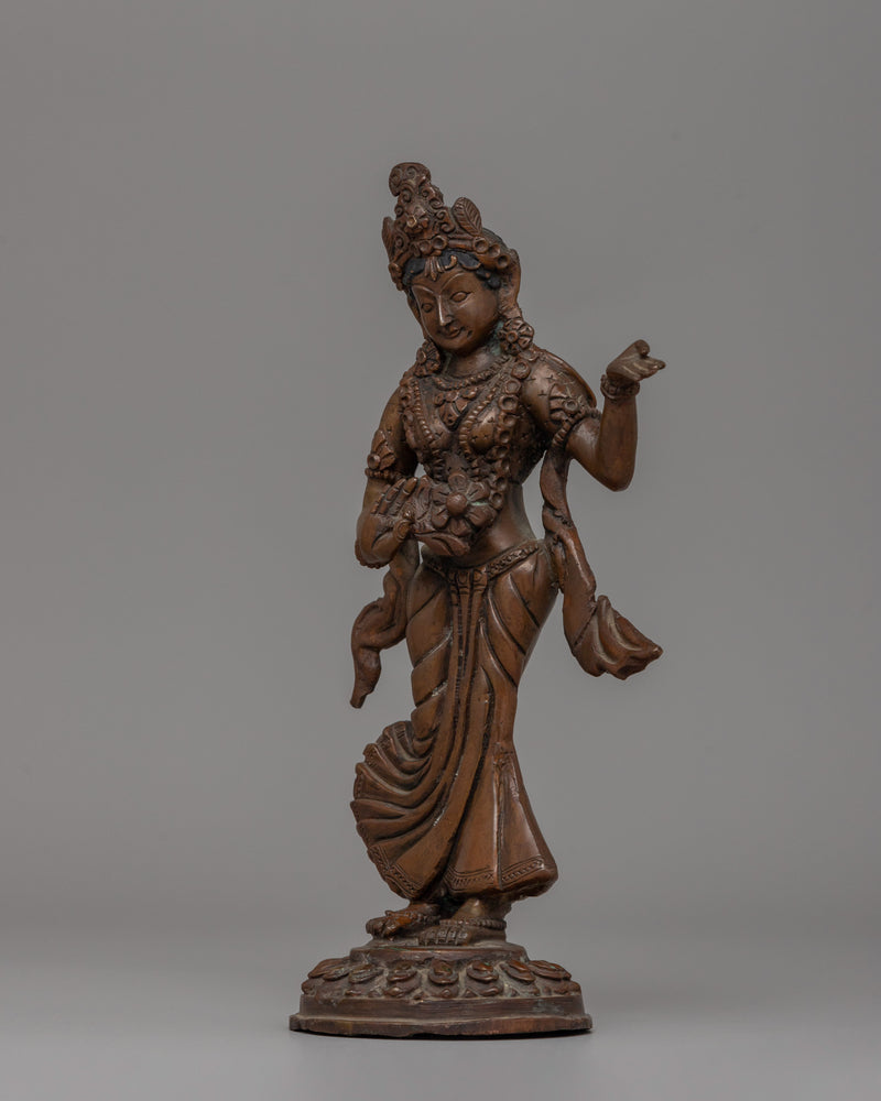 Oxidized Copper Standing Parvati Statue | Goddess of Power