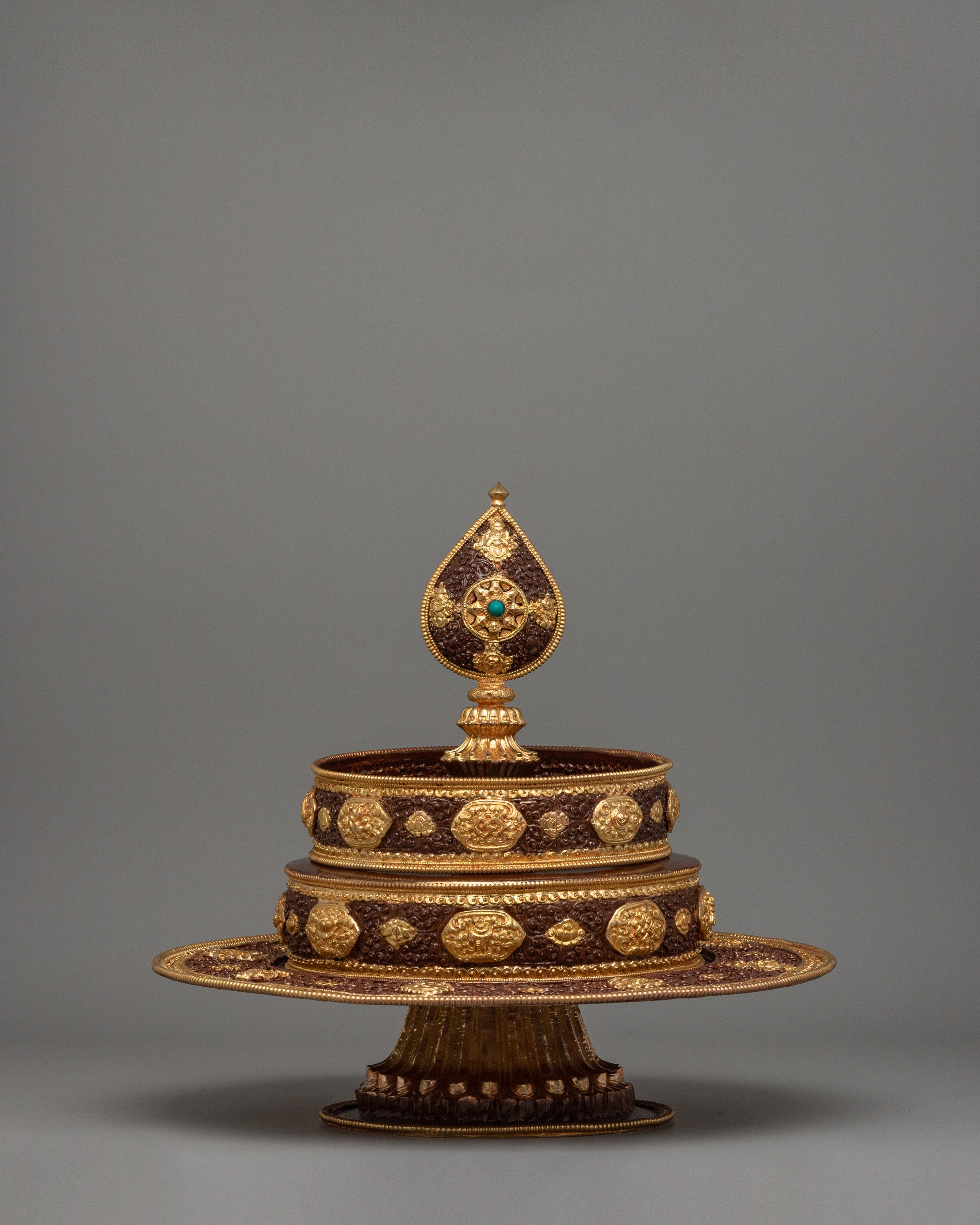 Tibetan Gold-Plated Ritual Mandala Set | Sacred Buddhist Mandala for Ritual Offerings