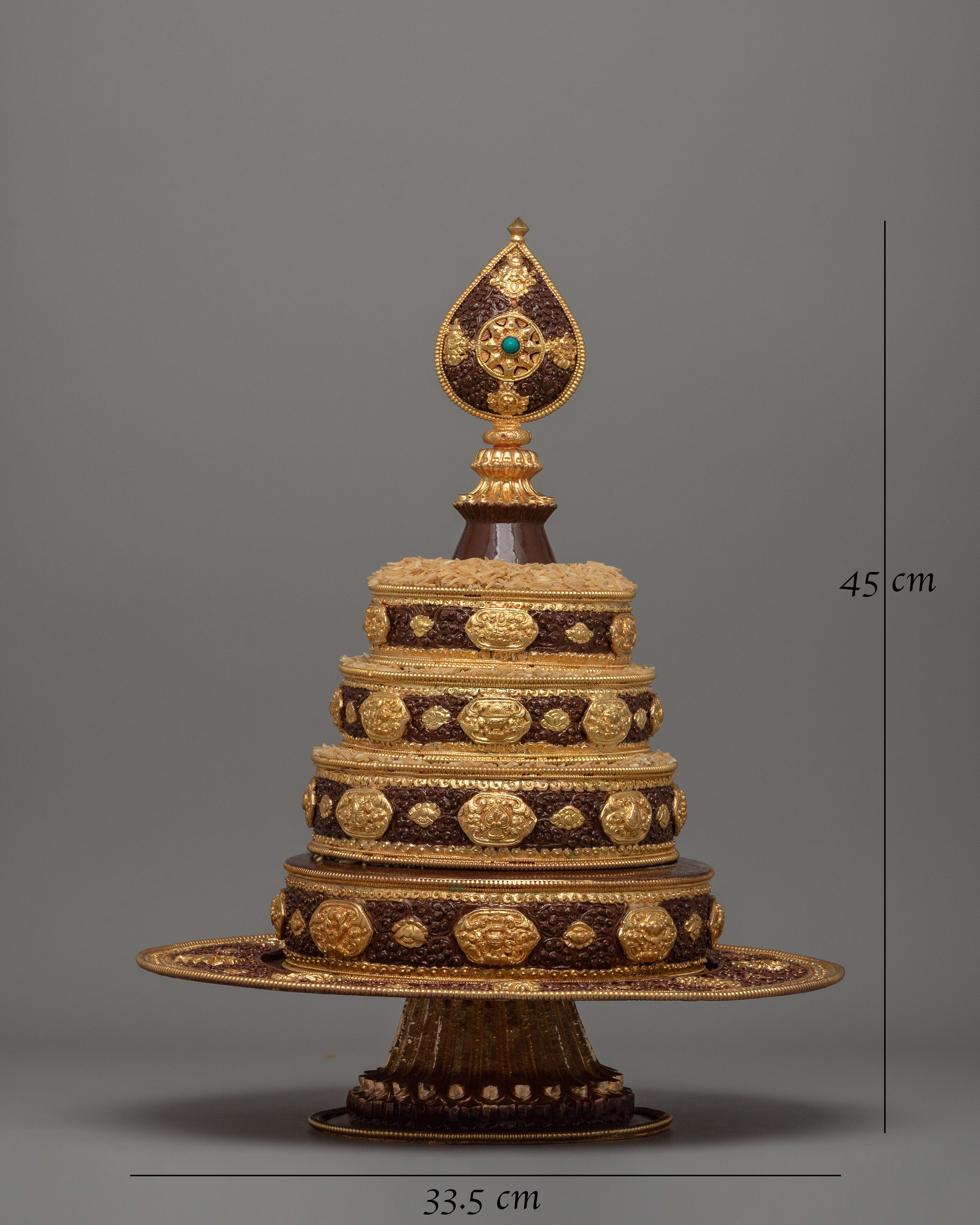 Tibetan Gold-Plated Ritual Mandala Set | Sacred Buddhist Mandala for Ritual Offerings