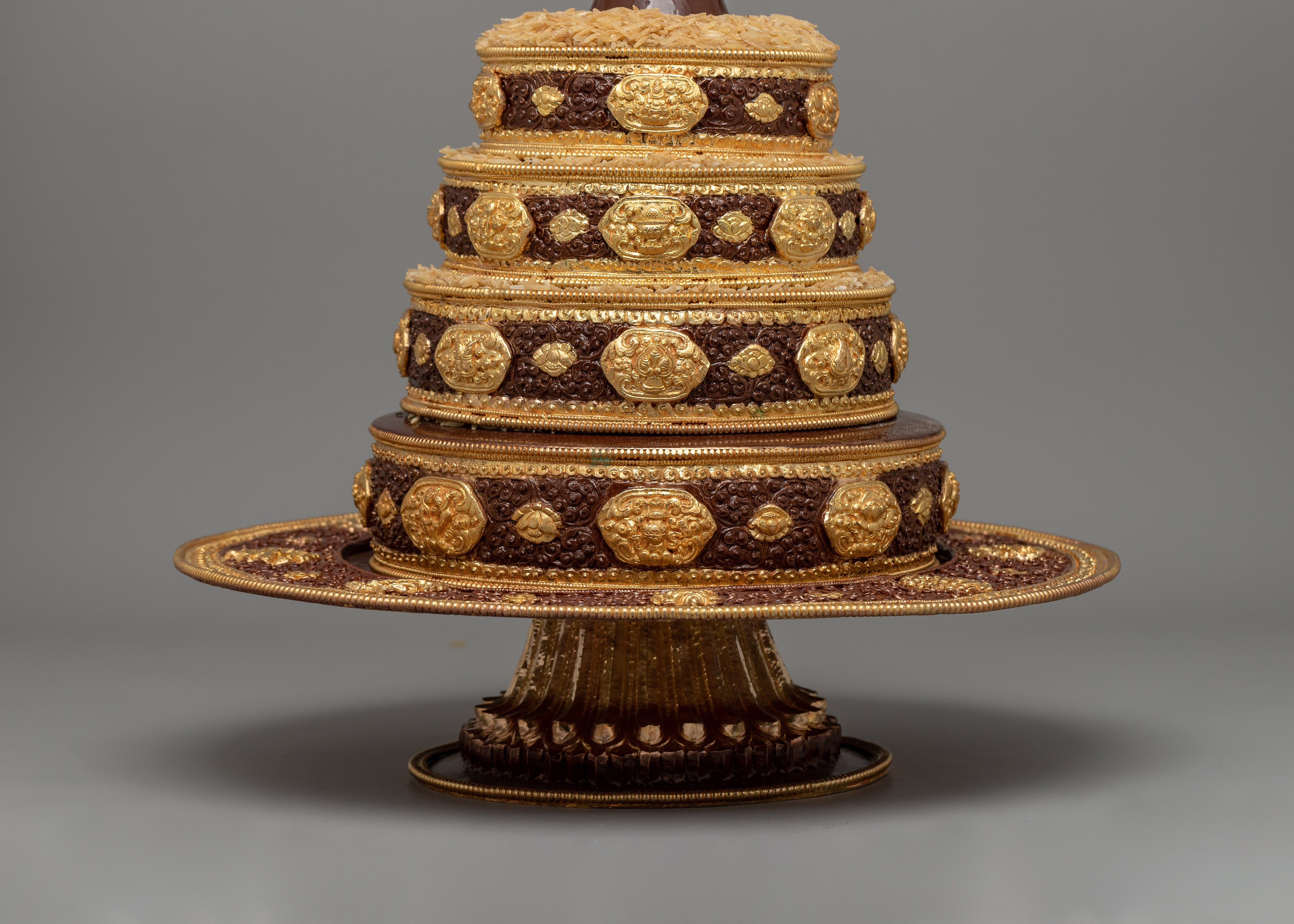 Tibetan Gold-Plated Ritual Mandala Set | Sacred Buddhist Mandala for Ritual Offerings