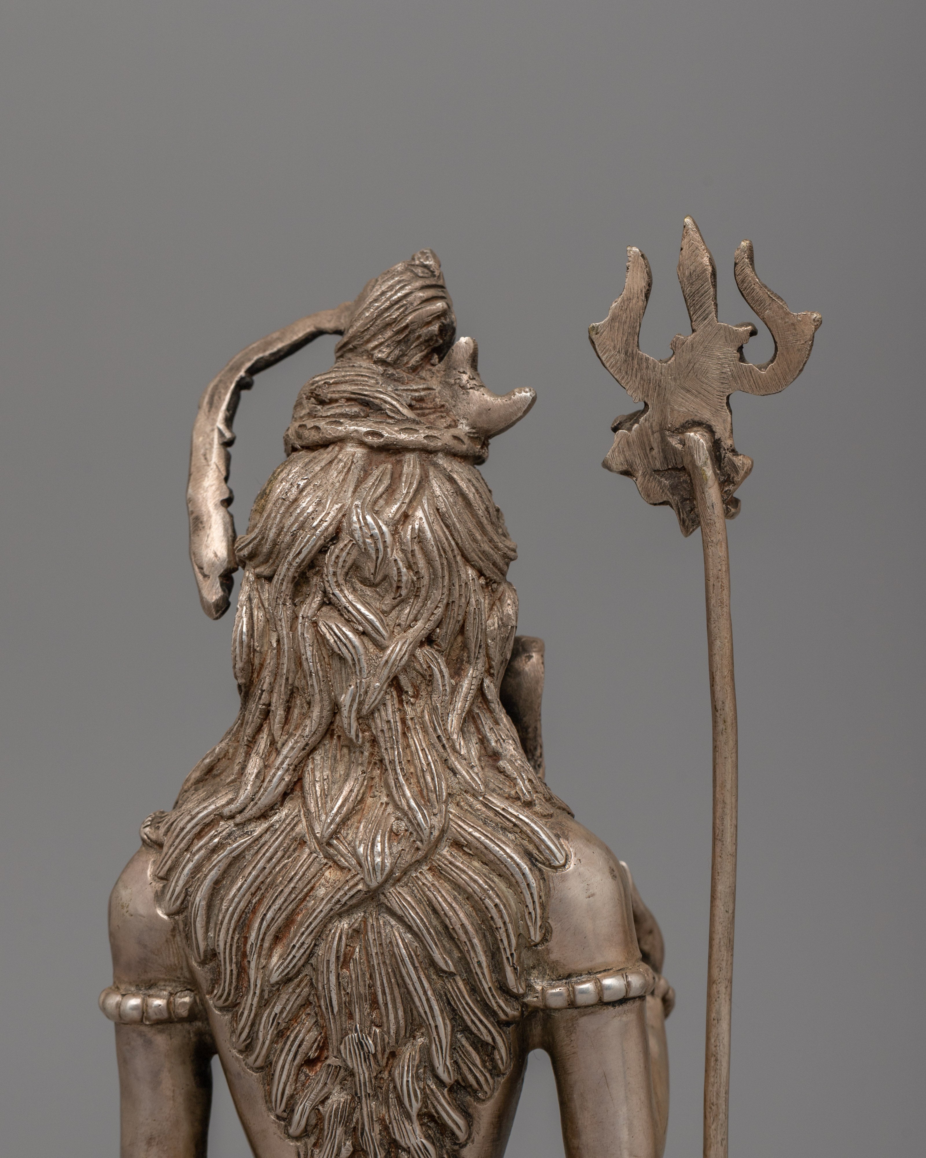 Shiva Silver Plated Copper Statue | Adi Yogi Shiva Ji Statue for Zen Decor