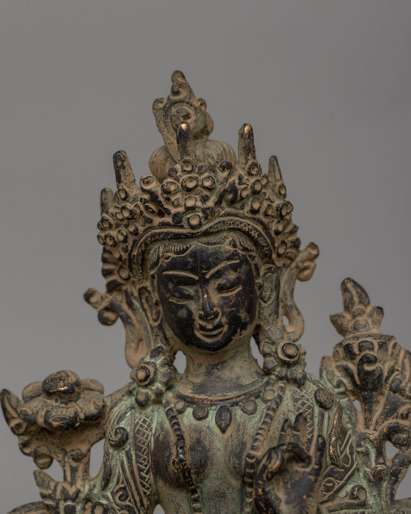 Handmade Green Tara Statue | Symbol of Compassion &amp; Protection