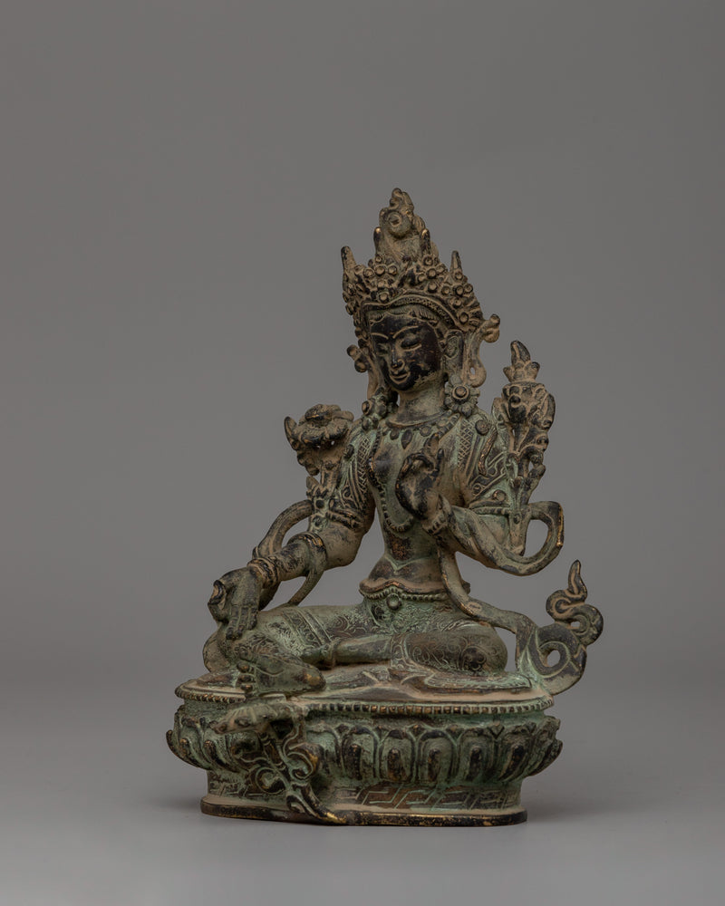 Handmade Green Tara Statue | Symbol of Compassion &amp; Protection