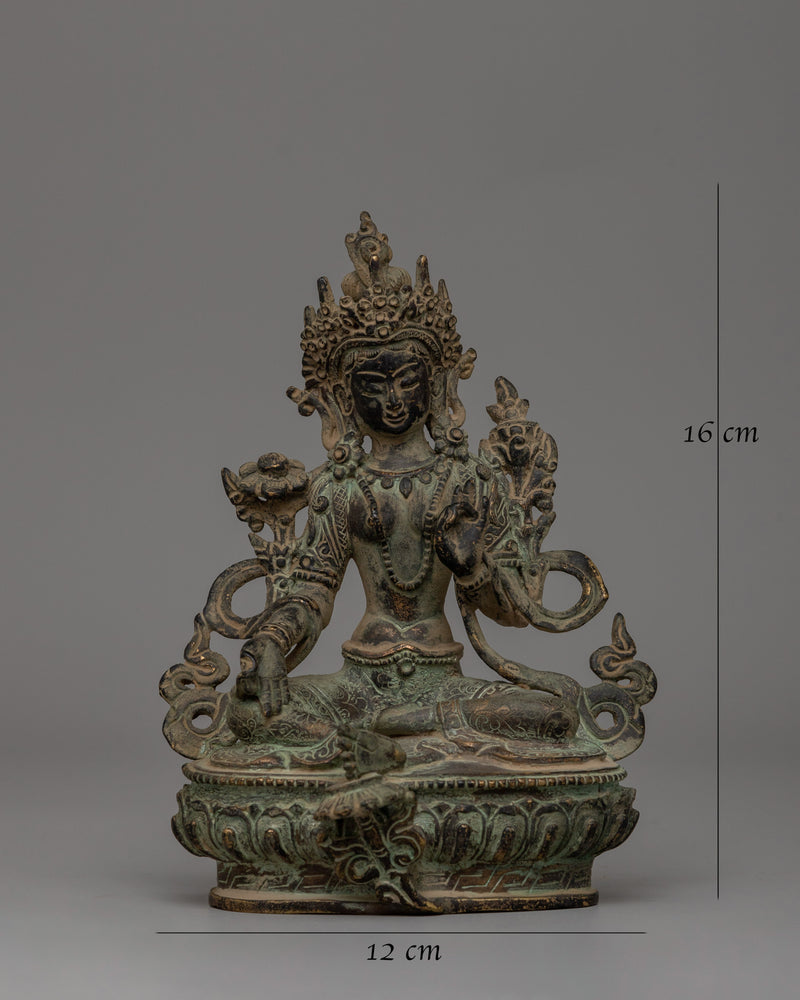 Handmade Green Tara Statue | Symbol of Compassion &amp; Protection