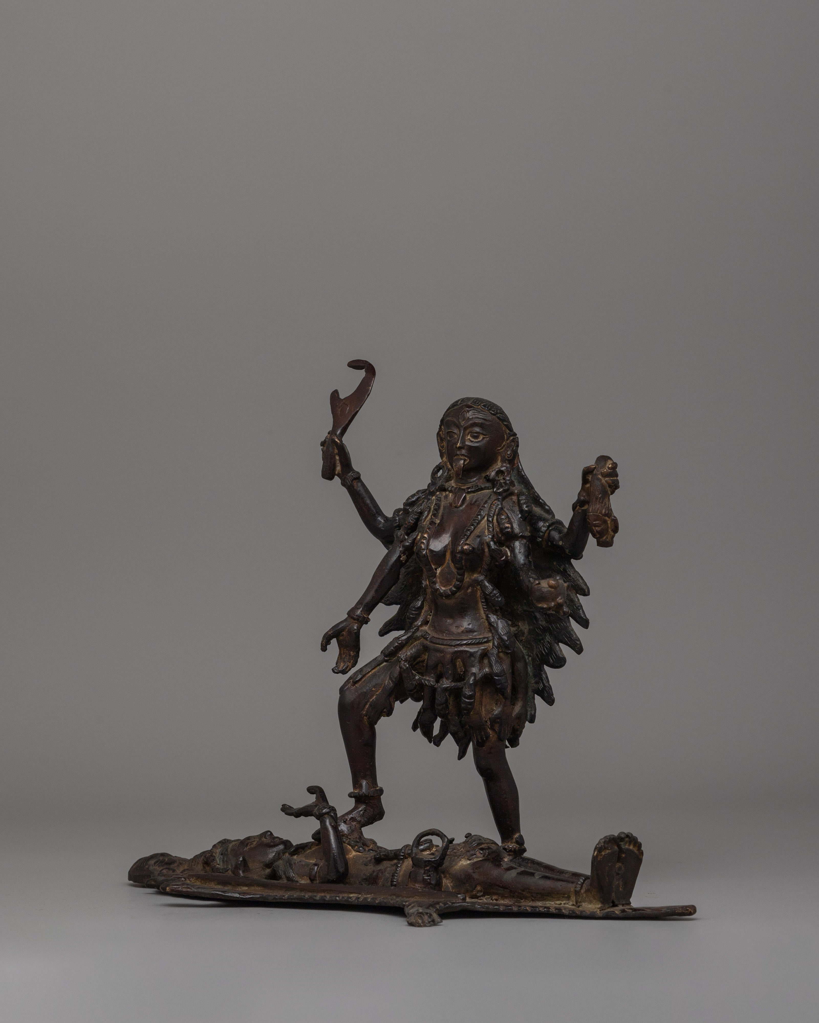 Standing Mahakali Statue | Handcrafted Brass Hindu Goddess Idol