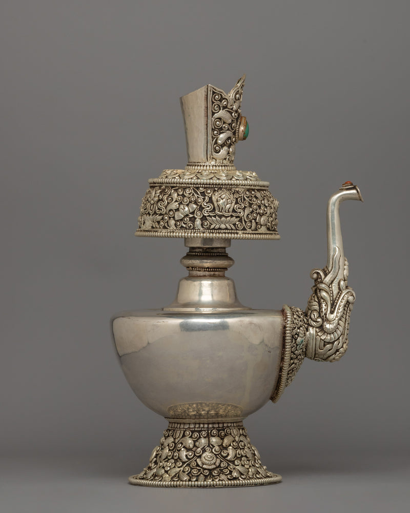 Silver Plated Bhumba Set | Tibetan Buddhist Ritual Offering Vase