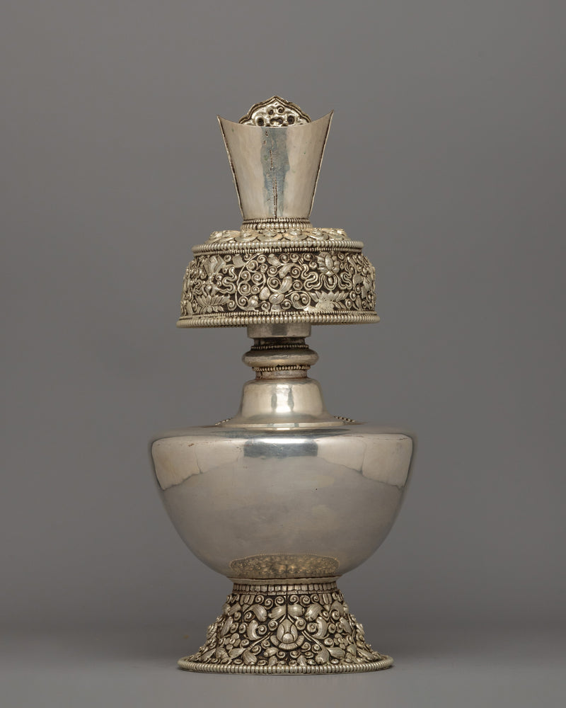 Silver Plated Bhumba Set | Tibetan Buddhist Ritual Offering Vase