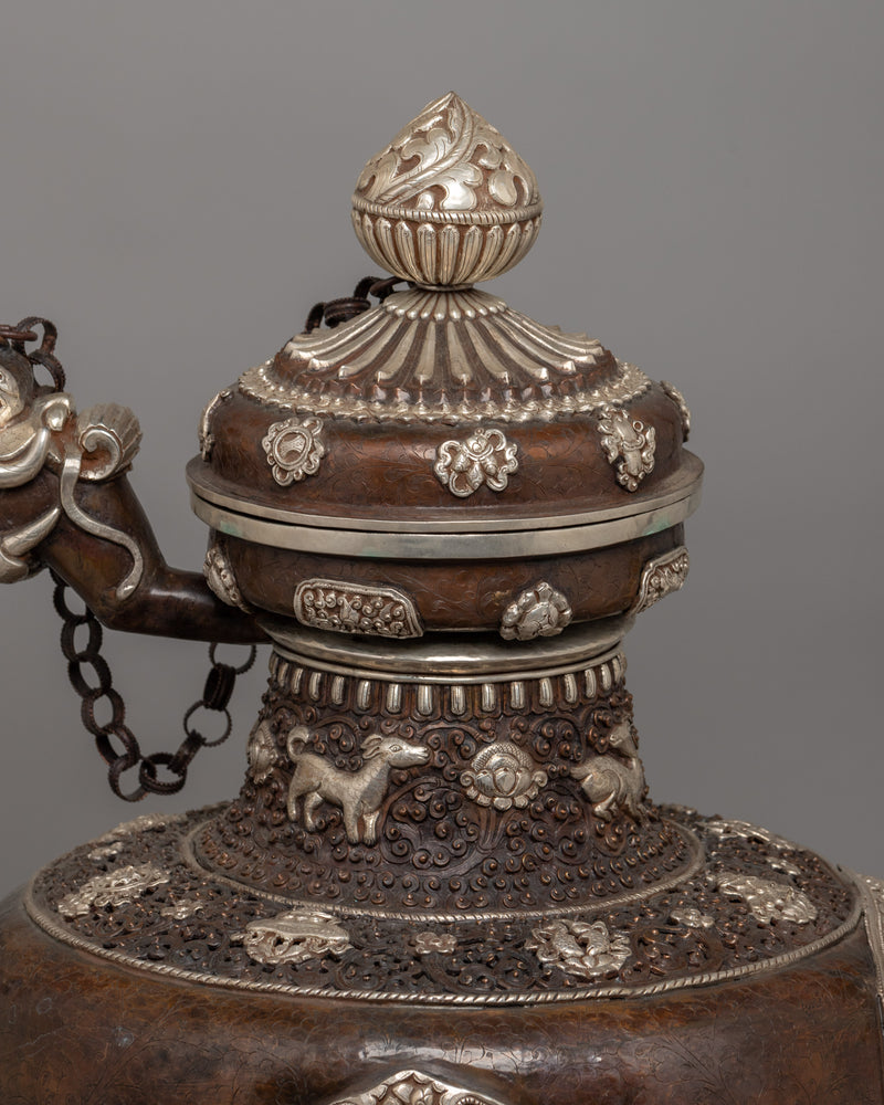 Handcrafted Traditional Tibetan Tea Pot | Buddhist Rituals and Decor