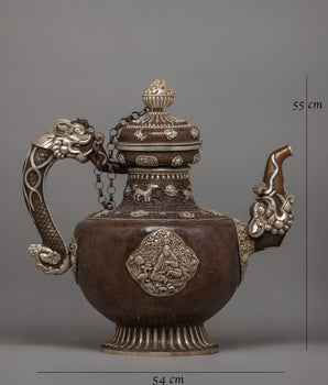 Handcrafted Traditional Tibetan Tea Pot | Buddhist Rituals and Decor