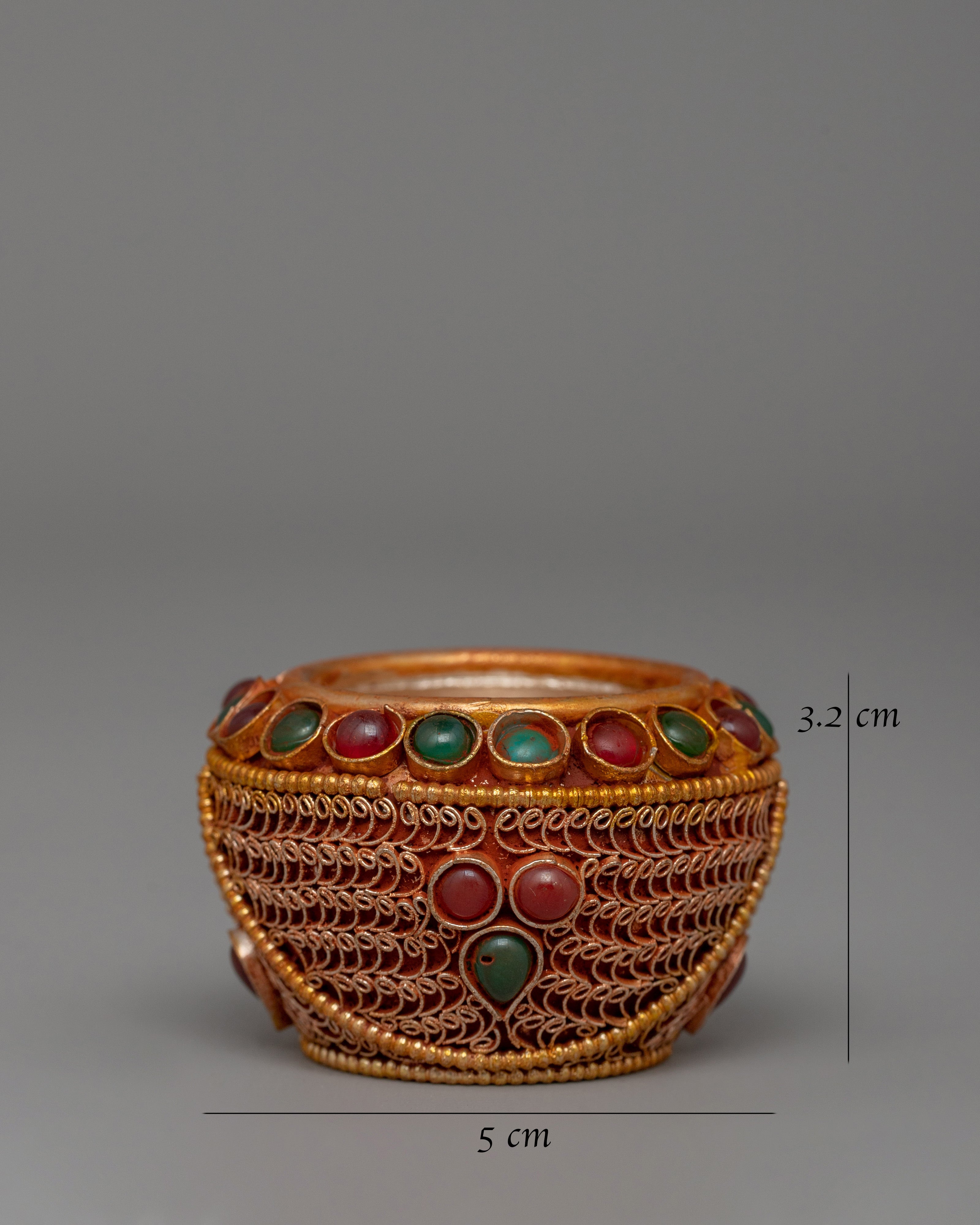 Golpa Ritual Offering Bowl | Handcrafted Tibetan Copper Alms Bowl with Filigree Work