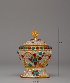 Copper Rice Pot with Filigree | Tibetan Offering Bowl