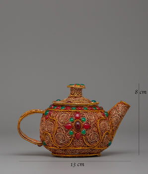 Tibetan Gold-Plated Teapot | Buddhist altar decor