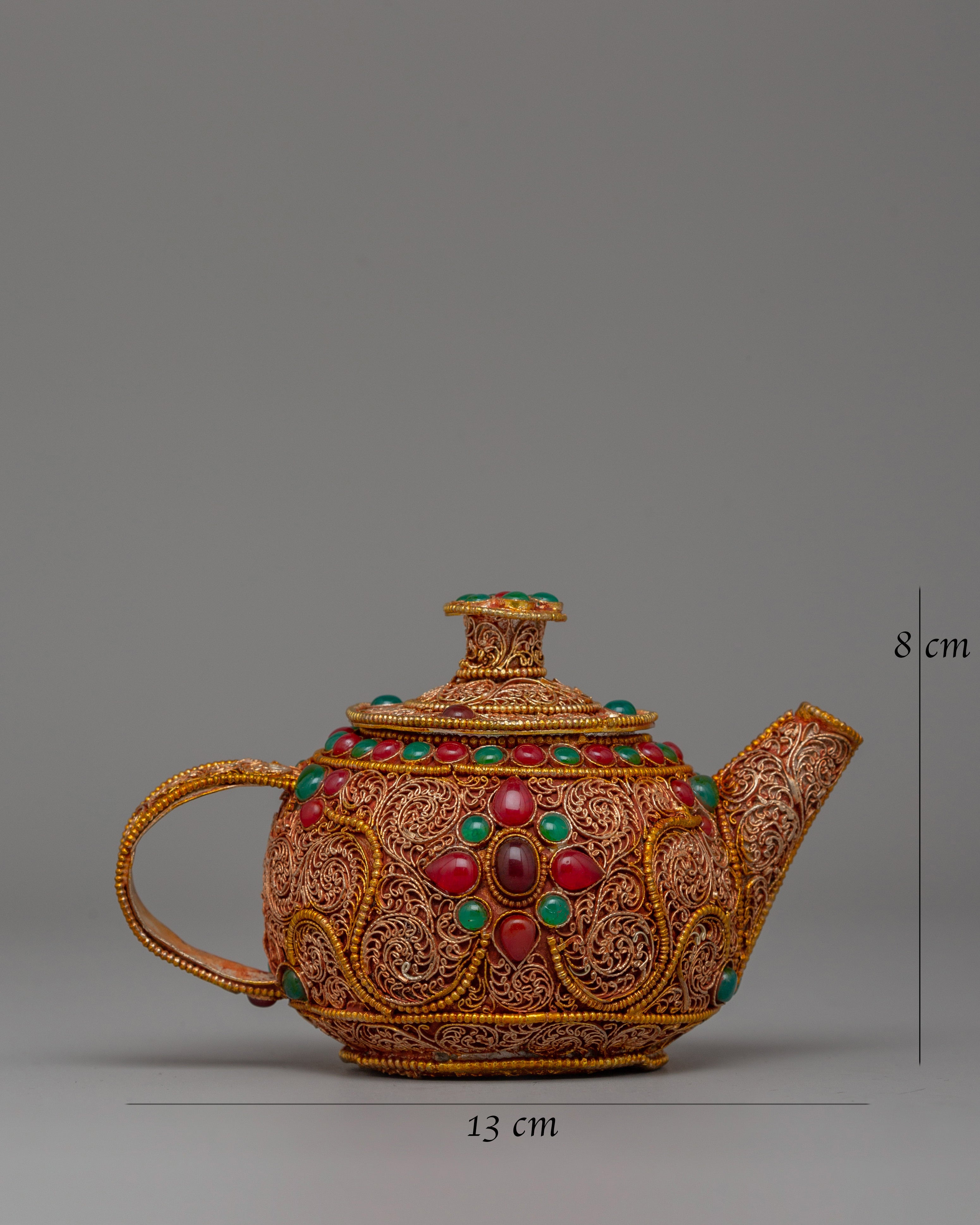 Tibetan Gold-Plated Teapot | Buddhist altar decor