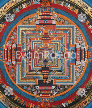Kalachakra Mandala Thangka | Sacred Wheel of Time | Mandala with 24K Gold Detailing