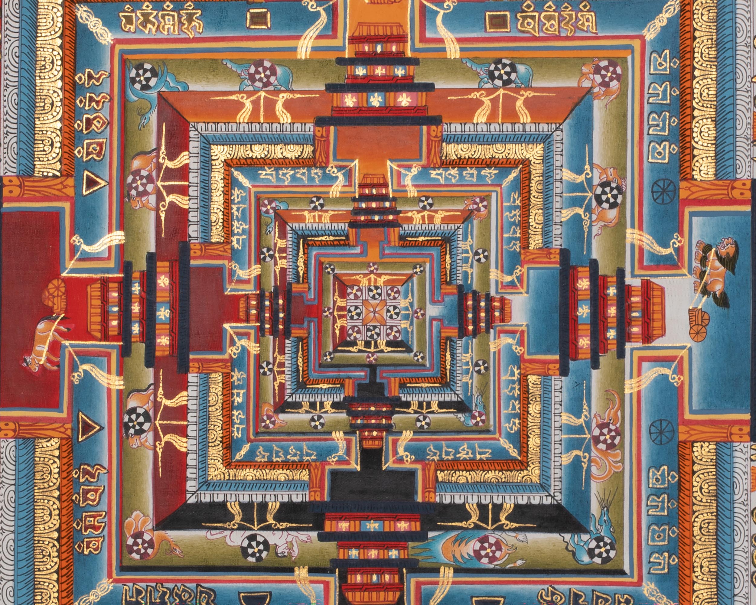 Kalachakra Mandala Thangka | Sacred Wheel of Time | Mandala with 24K Gold Detailing