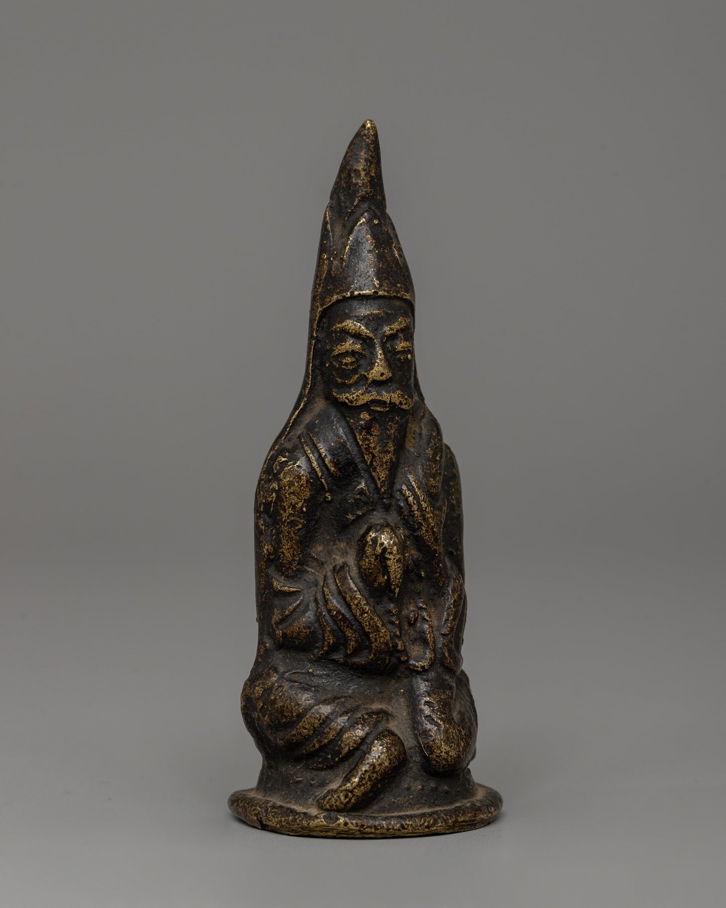 Antique-Finish Tibetan Lama Figurine | Sculpture for Meditation