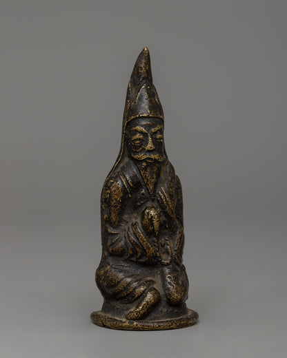 Antique-Finish Tibetan Lama Figurine | Sculpture for Meditation