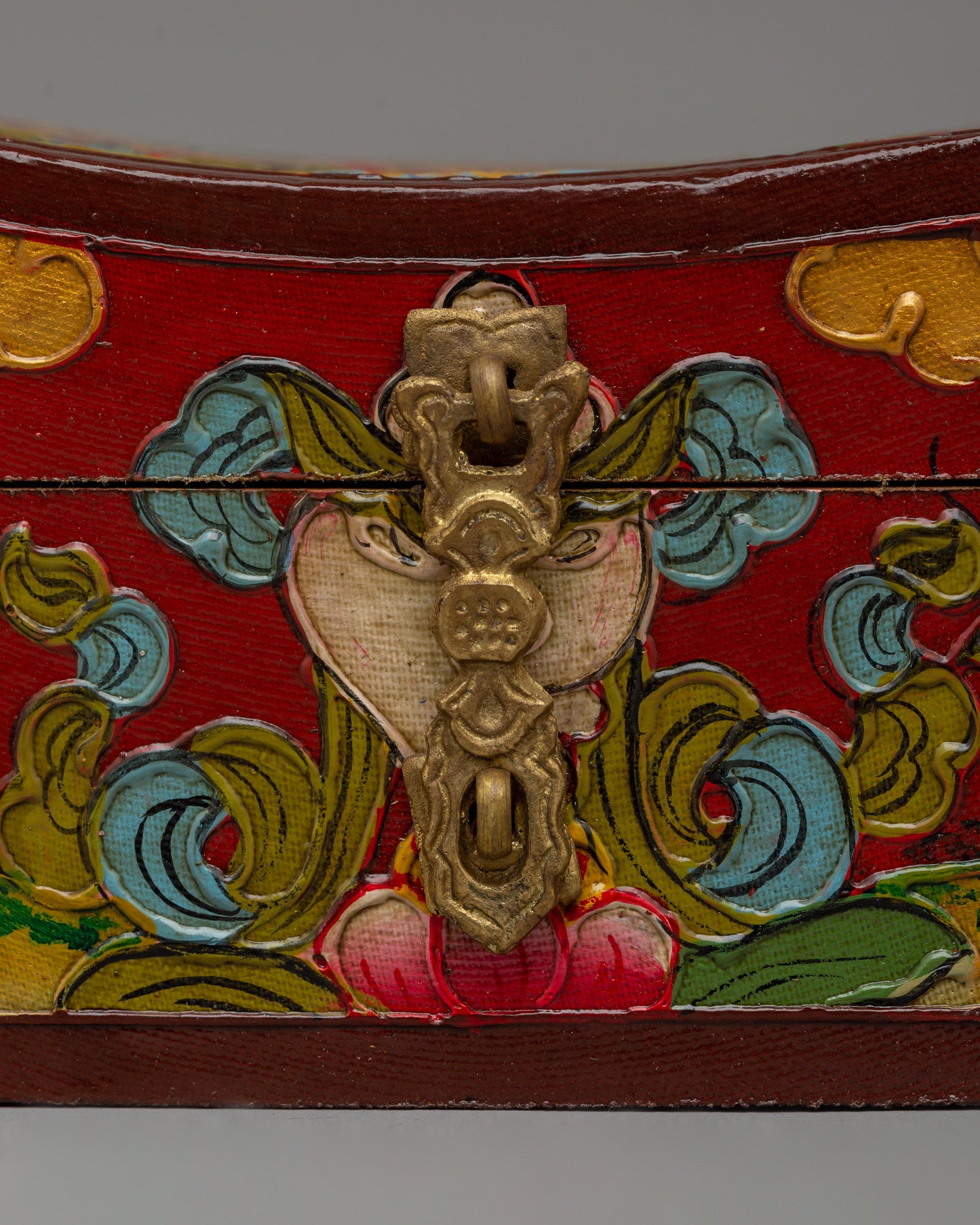 Handcrafted Wooden Tibetan Box | Storage Piece with Artistic Detailing