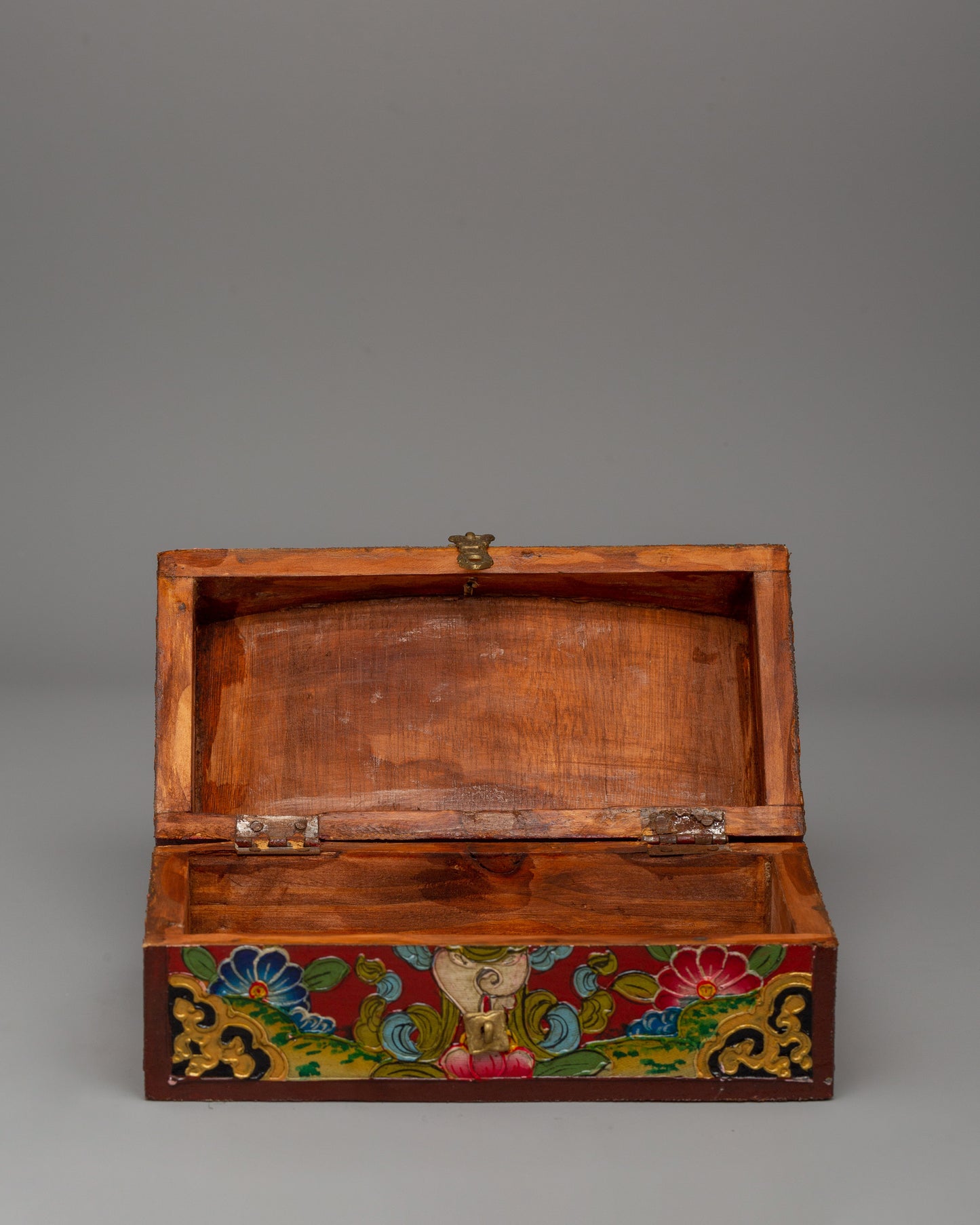 Handcrafted Wooden Tibetan Box | Storage Piece with Artistic Detailing