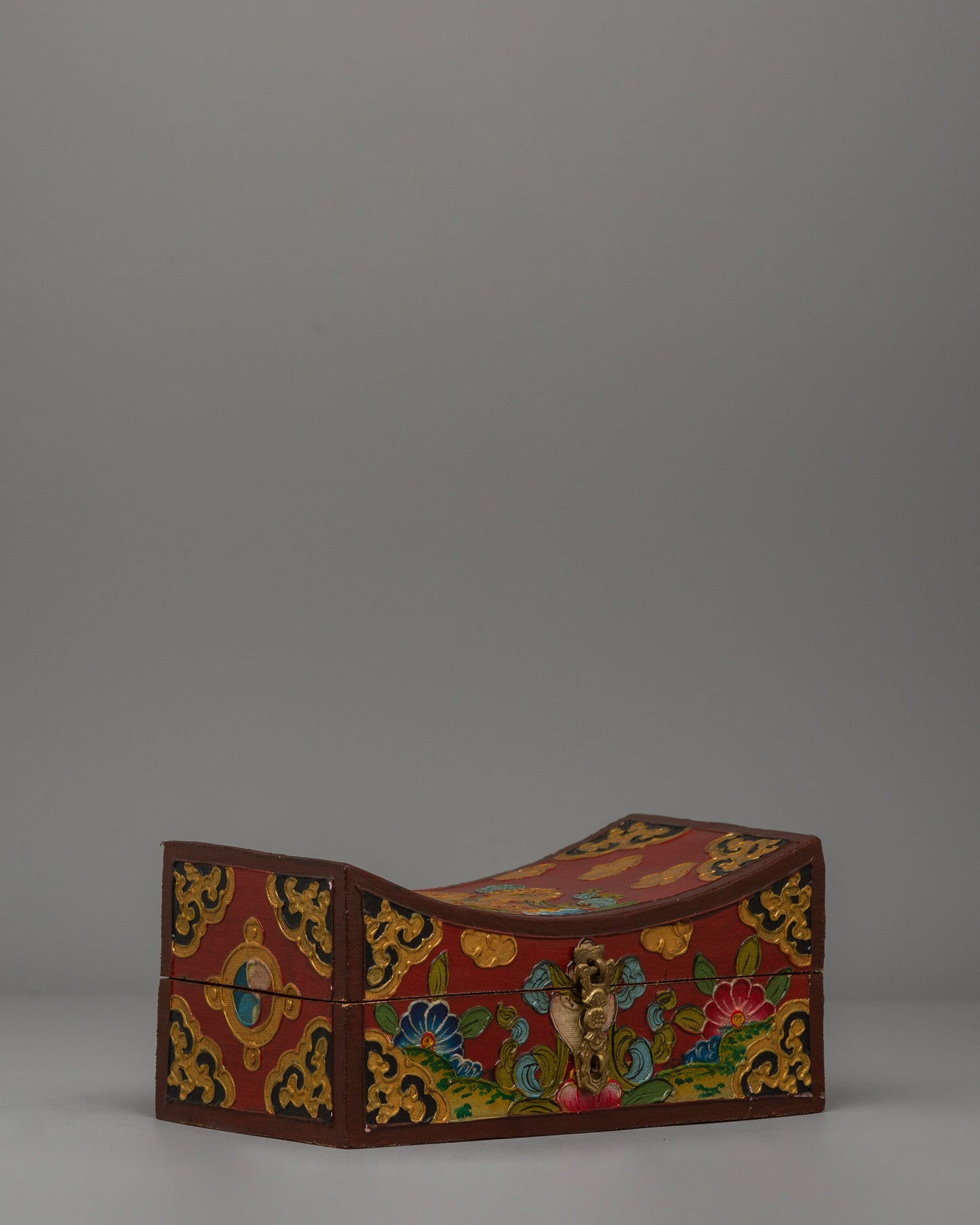 Handcrafted Wooden Tibetan Box | Storage Piece with Artistic Detailing