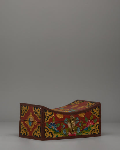 Handcrafted Wooden Tibetan Box | Storage Piece with Artistic Detailing