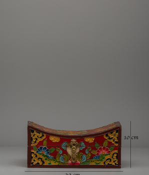 Handcrafted Wooden Tibetan Box | Storage Piece with Artistic Detailing