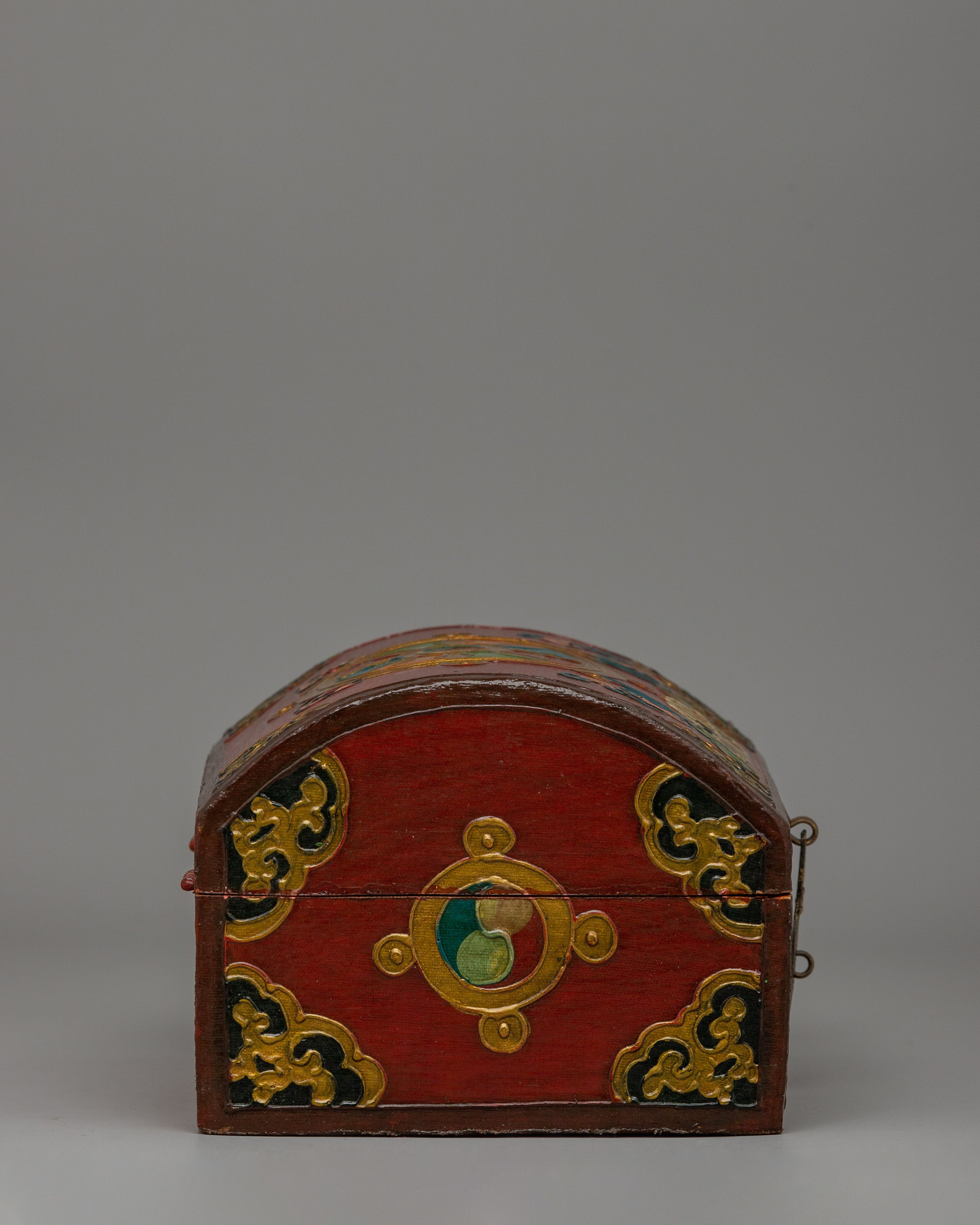 Traditional Tibetan Decorative Treasure Box | Handcrafted Wooden Chest